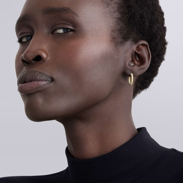 Sterling silver small hoop earrings, polished.