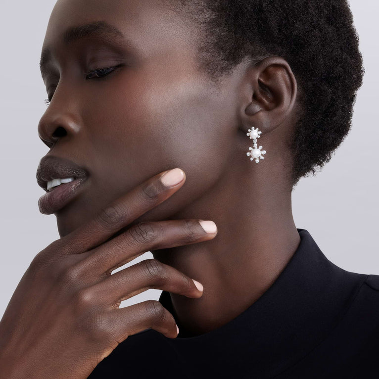 Sterling silver earrings with freshwater pearls.
