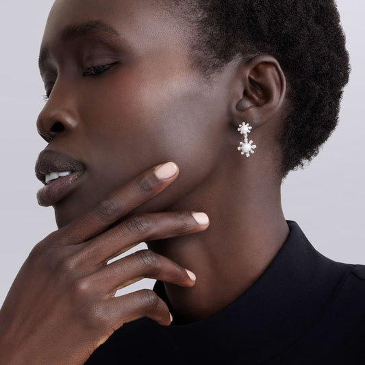 Sterling silver earrings with freshwater pearls.