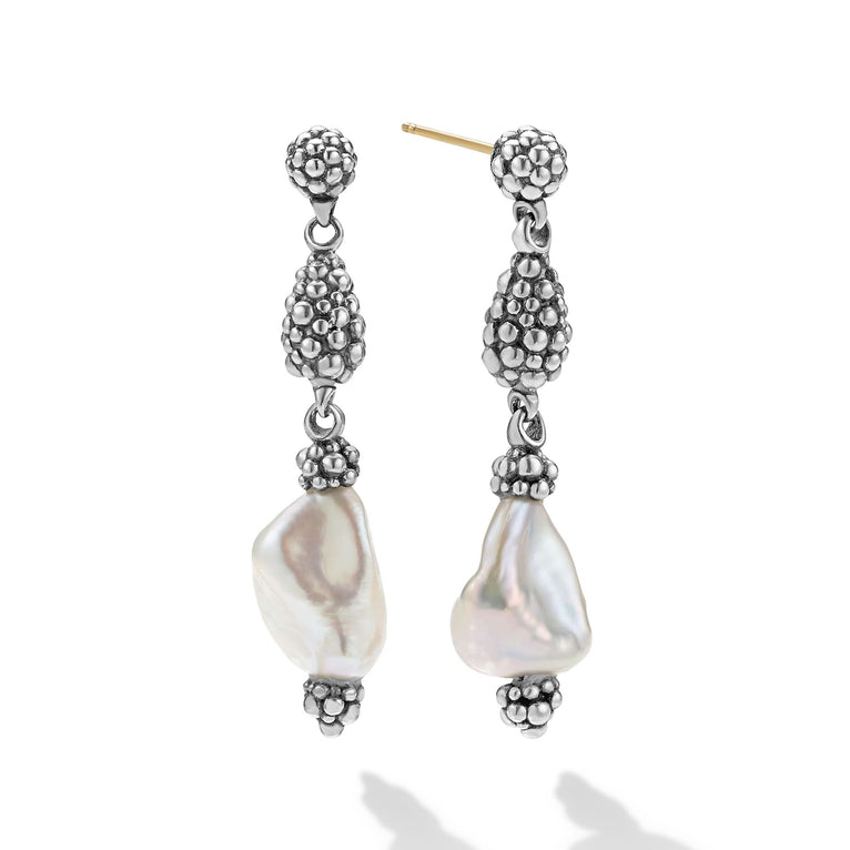 Sterling silver earrings with baroque pearls.