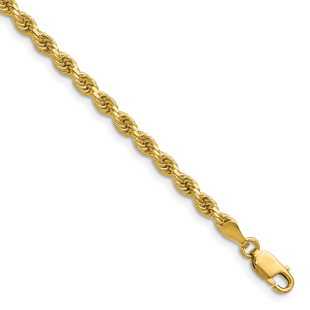 Diamond cut rope chain, 14K yellow gold.