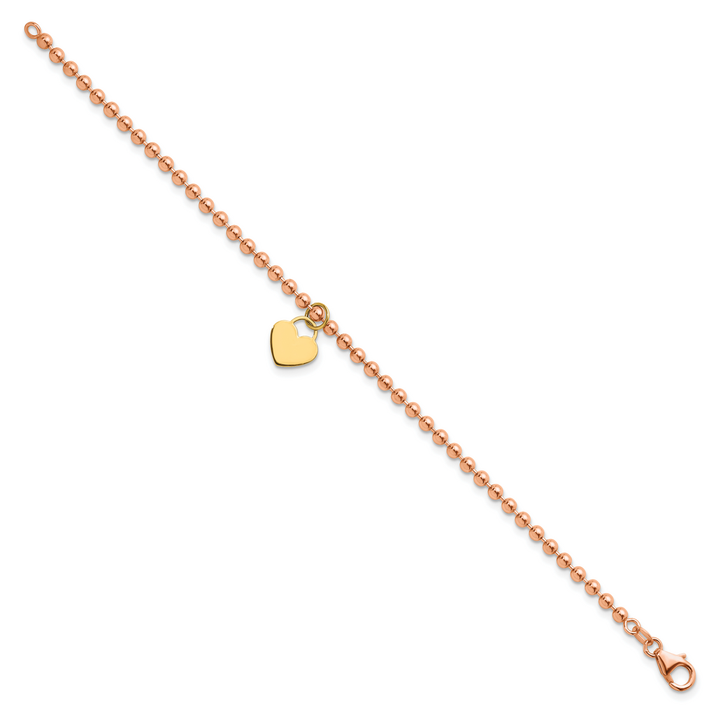 14K gold heart charm bracelet.