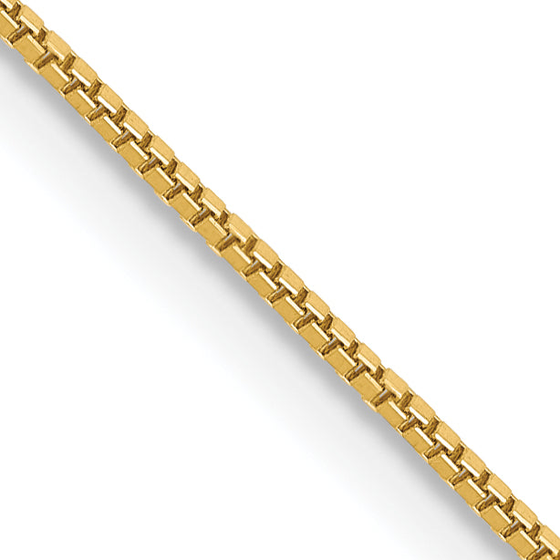 14K yellow gold box chain close-up.