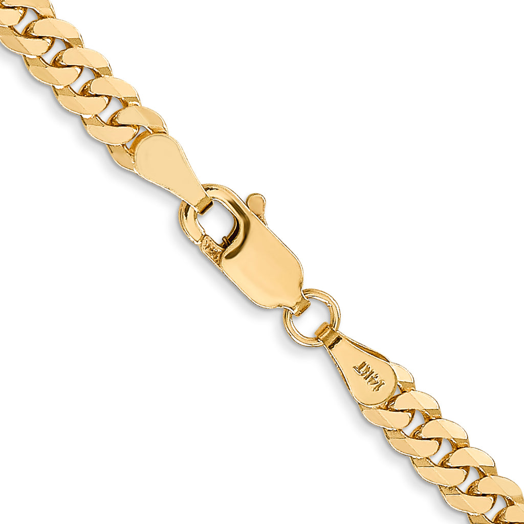 14K yellow gold curb chain with clasp.