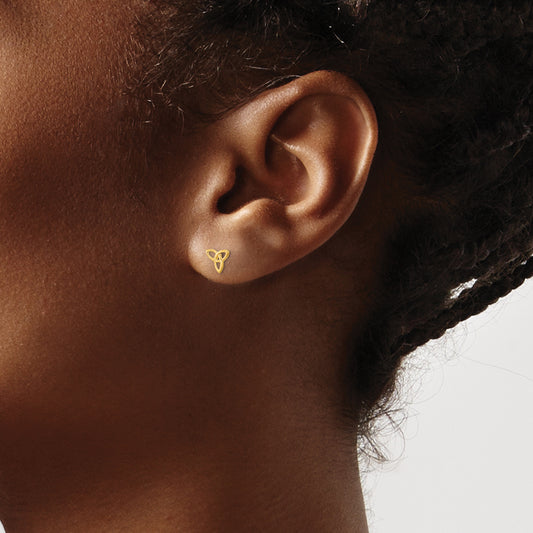 14K Yellow Gold Triangular Stud Earrings