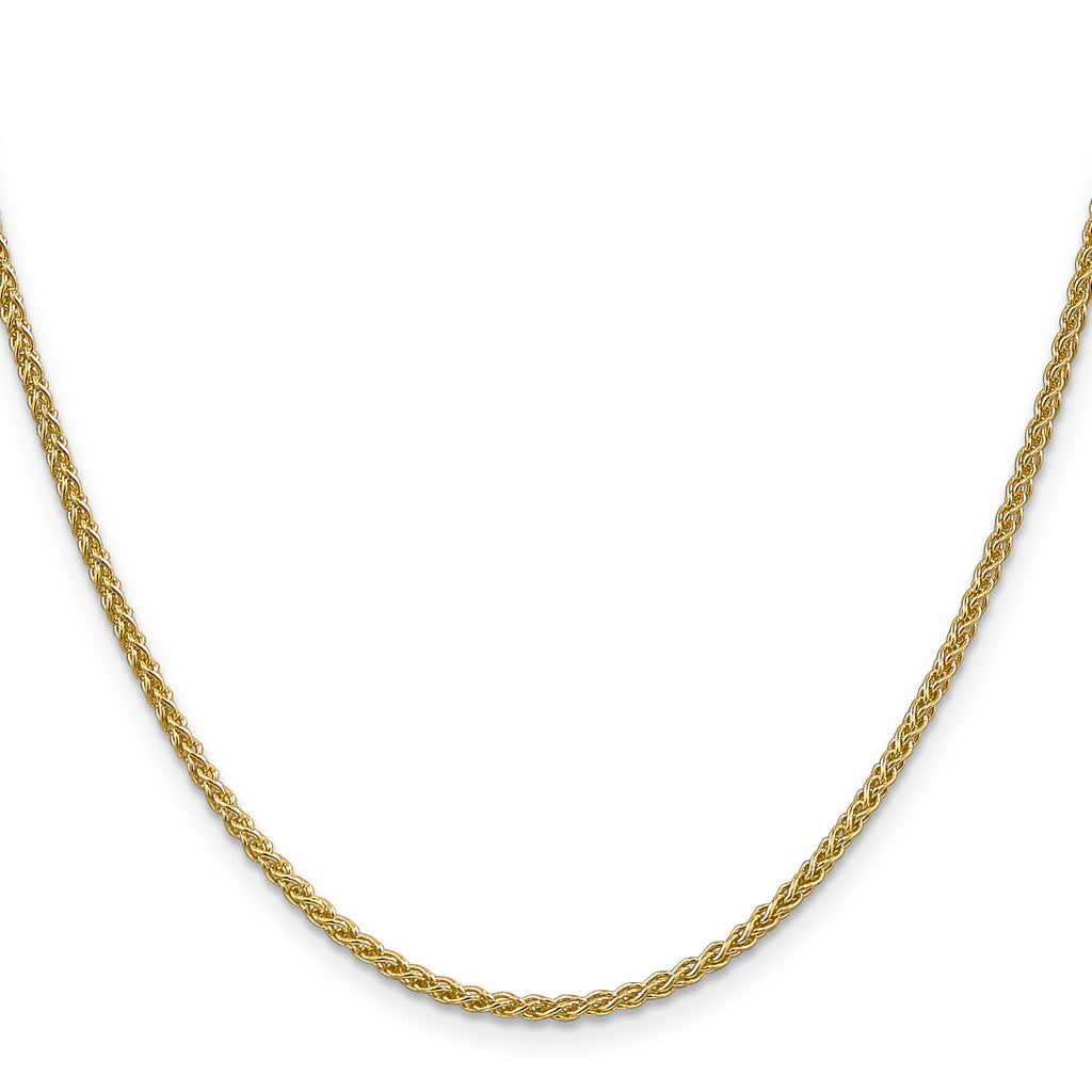 14K yellow gold wheat chain necklace.