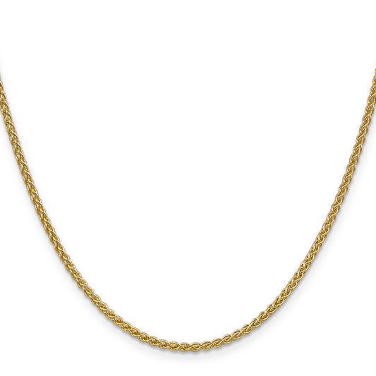 14K yellow gold wheat chain necklace.