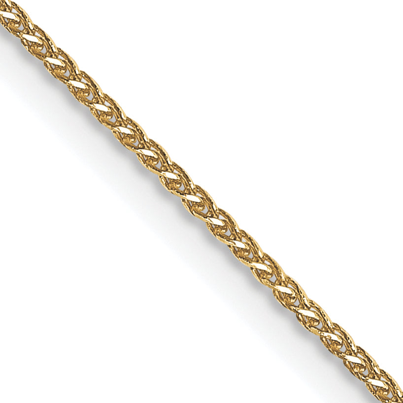 Diamond cut wheat chain, 14K yellow gold.