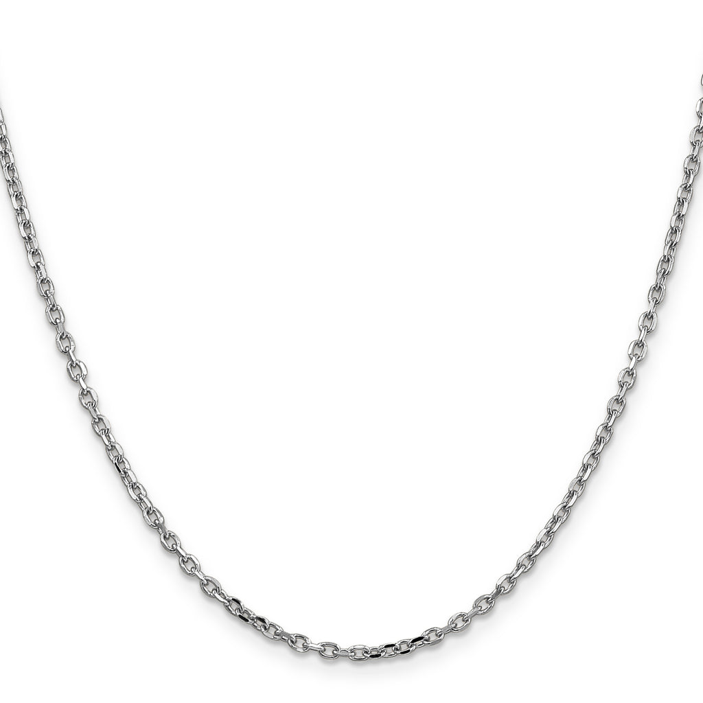 Diamond cut cable chain, 14K white gold.