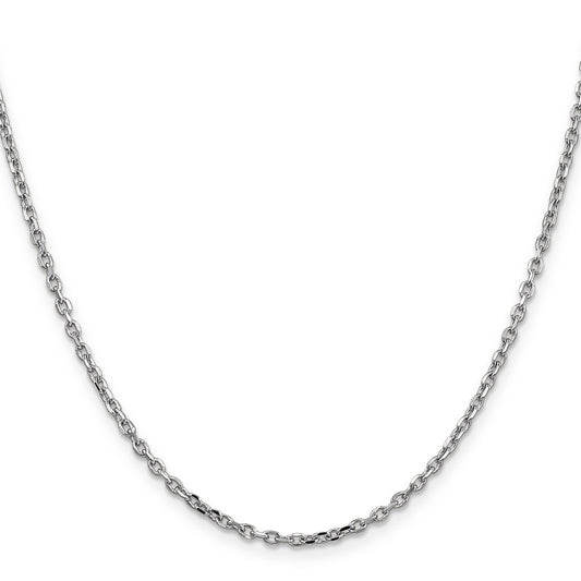 Diamond cut cable chain, 14K white gold.