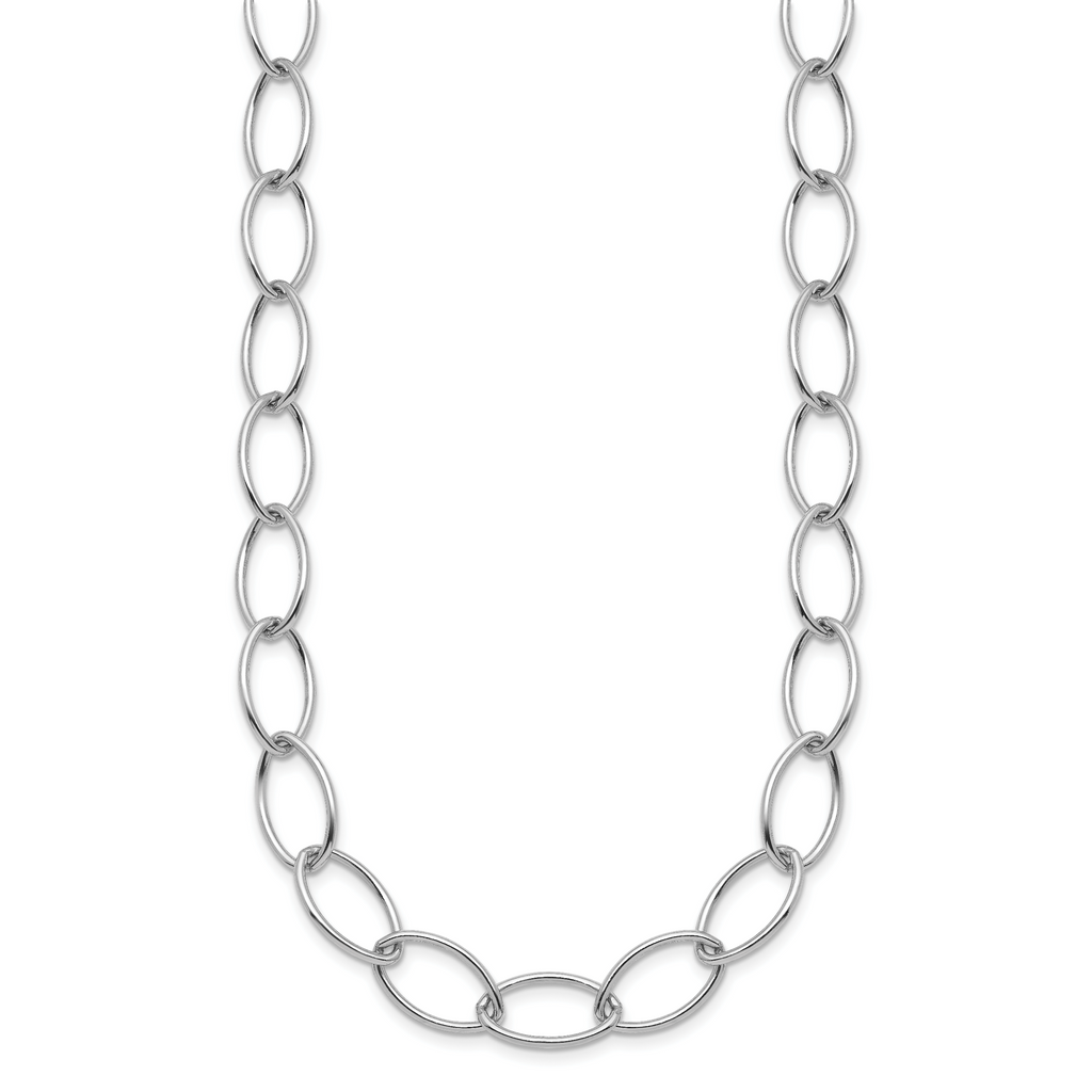 Sterling silver oval link chain necklace.