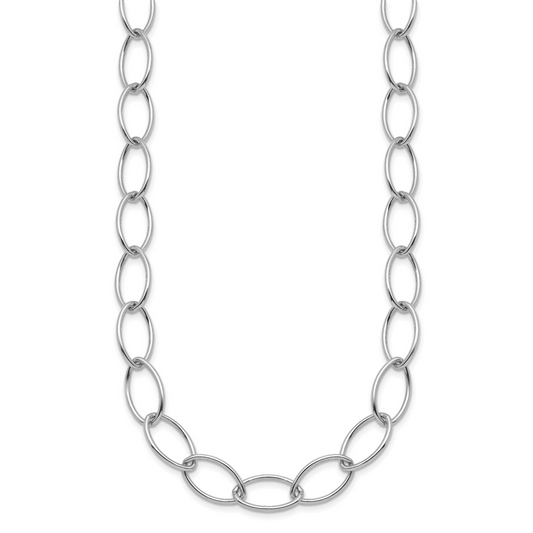 Sterling silver oval link chain necklace.
