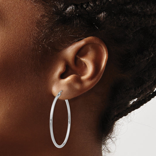 14K white gold large hoop earring.