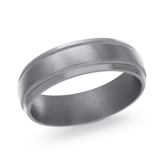 Tantalum grey carved band, polished satin finish.