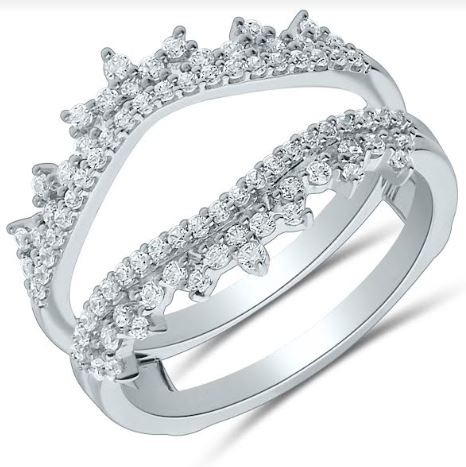 14K white gold diamond enhancer band.