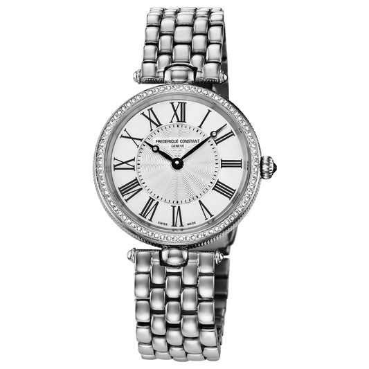 Frederique Constant watch with diamond bezel.