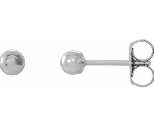 14K white gold stud earrings, minimalist design.