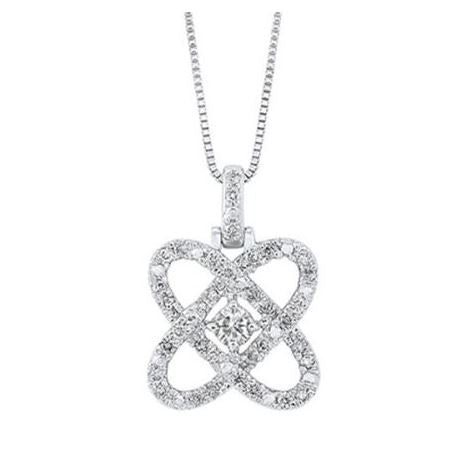 Natural Diamond Necklace in 14 Karat White with 0.33ctw Round Diamond