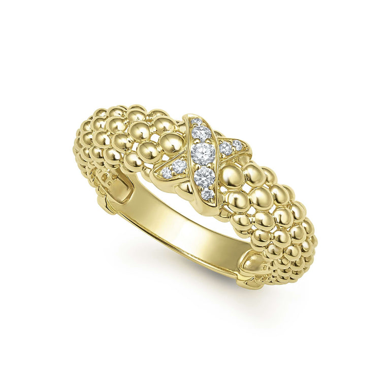 Gold ring with diamond cluster design.