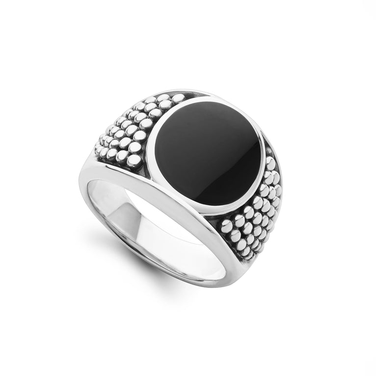 Sterling silver ring with oval agate centerpiece.
