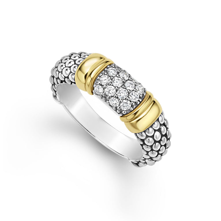 Sterling silver ring with diamond cluster.