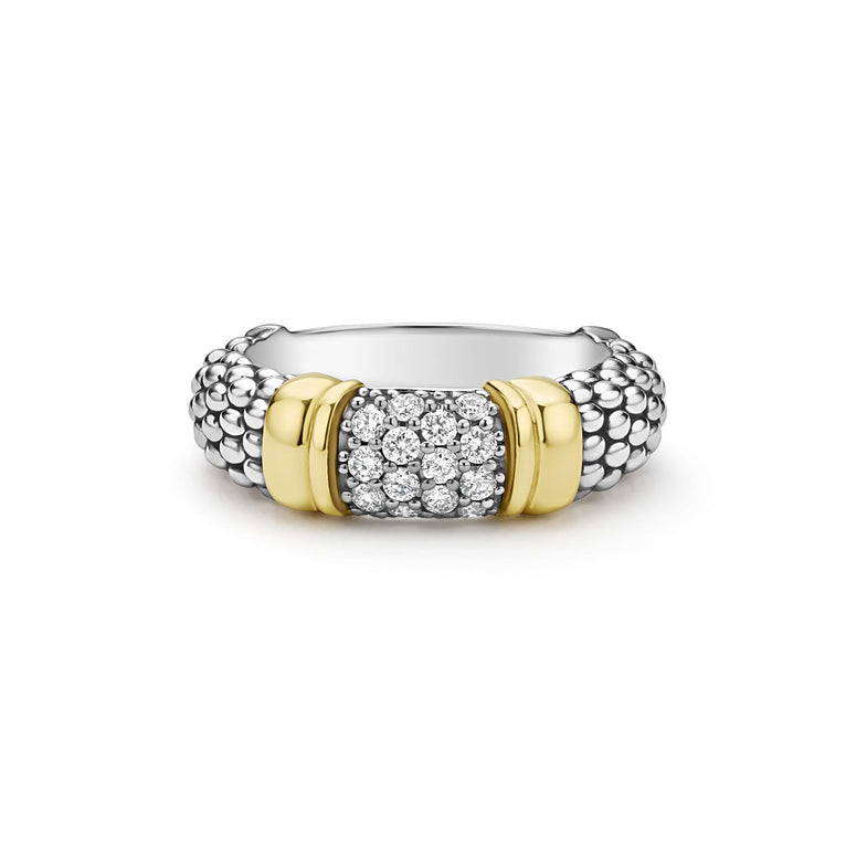 Sterling silver ring with diamond cluster.