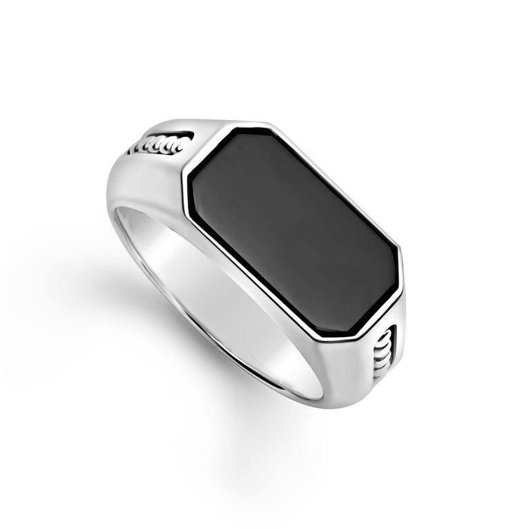 Sterling silver ring with white onyx.