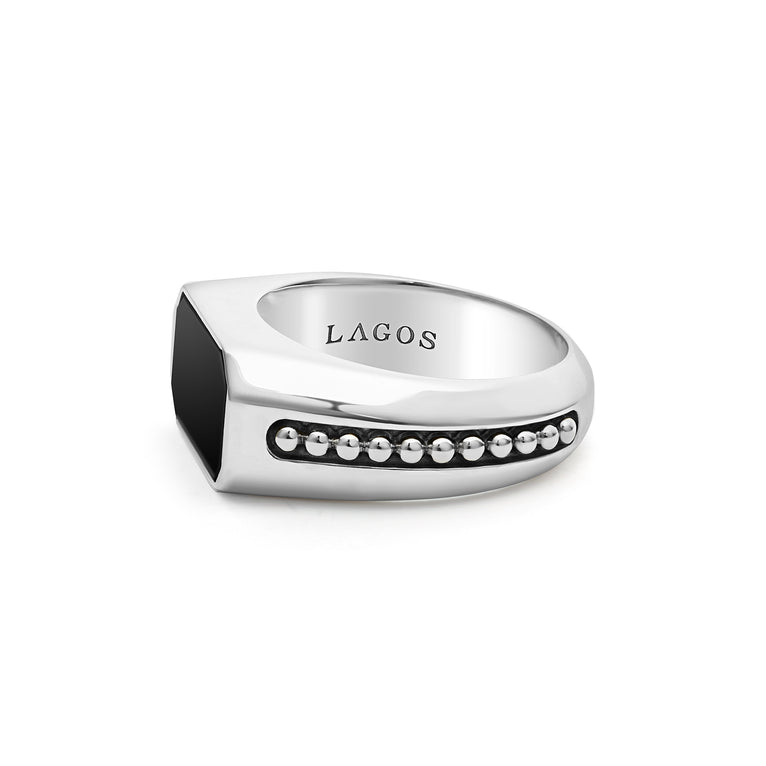 Sterling silver ring with white onyx.