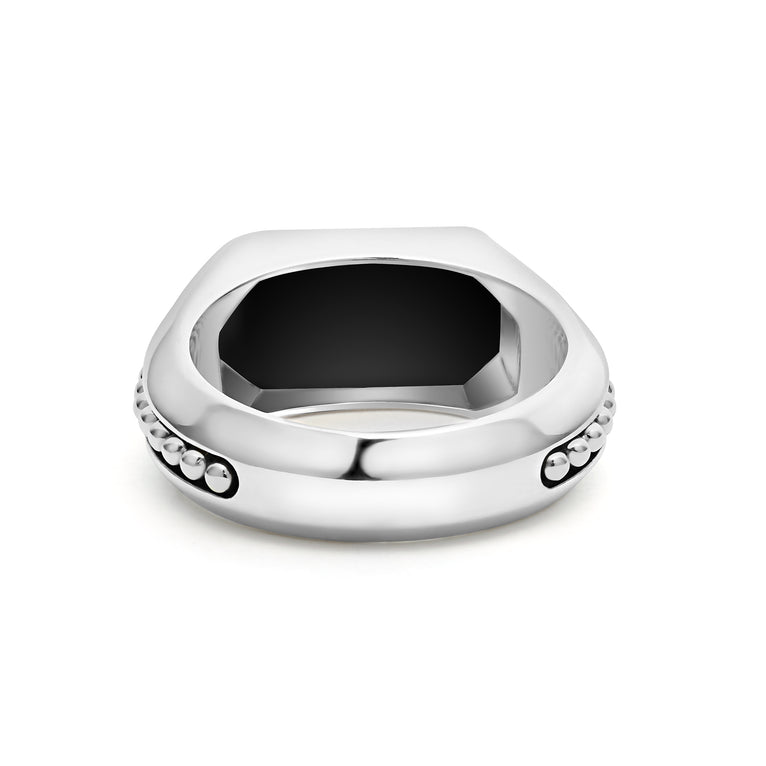 Sterling silver ring with rectangular white onyx.