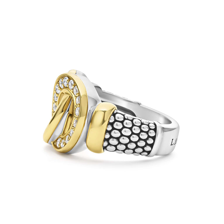 Sterling silver ring with diamond accents.