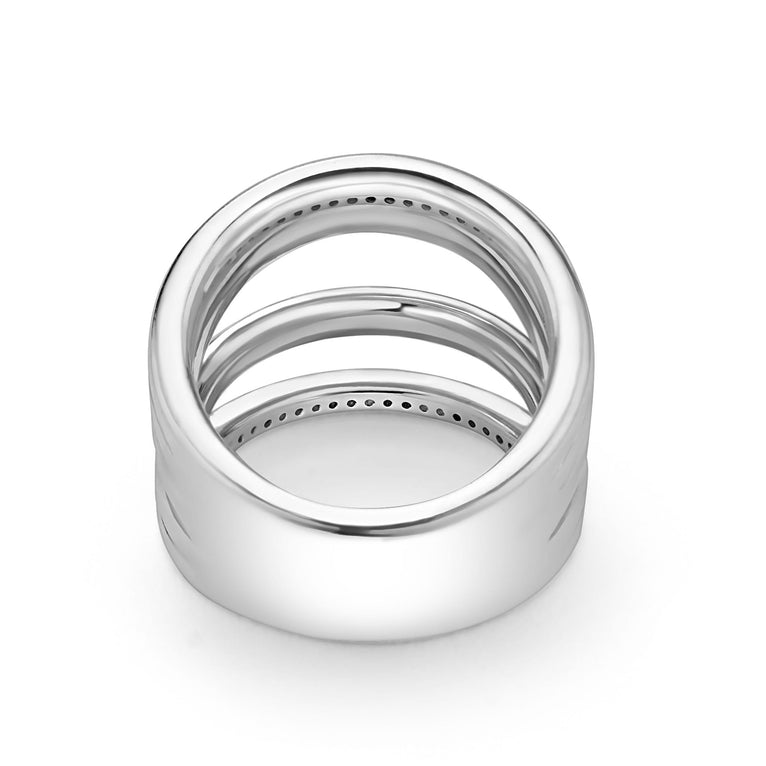 Sterling silver ring with diamond accents.