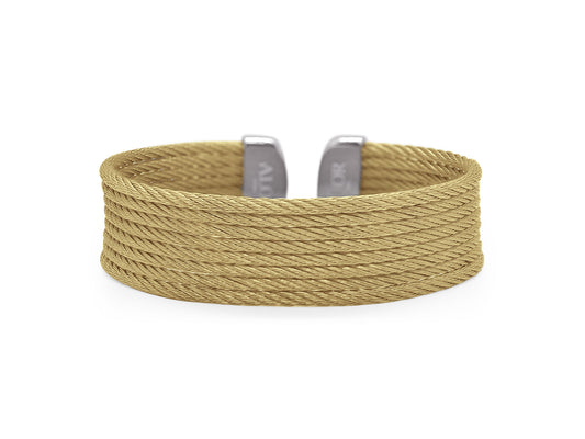 Cuff Bracelet (No Stones) in Stainless Steel Cable Yellow