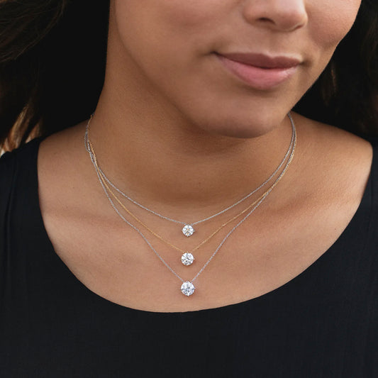 Lab-Grown Diamond Necklace in 18 Karat White with 2.09ctw of Round Lab-Grown Diamonds