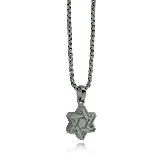 Star of David Necklace (No Stones) in Stainless Steel Black