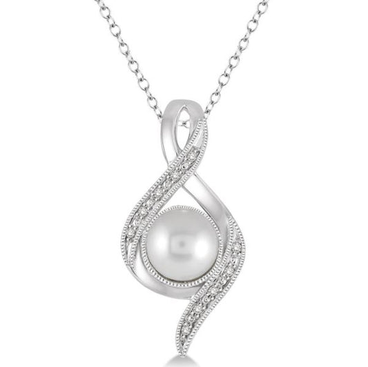 Pendant M Semi-Precious Color Collection Color Gemstone Necklace in Sterling Silver White