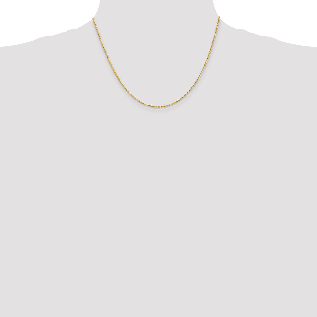 Diamond-cut 14K gold rope chain necklace.