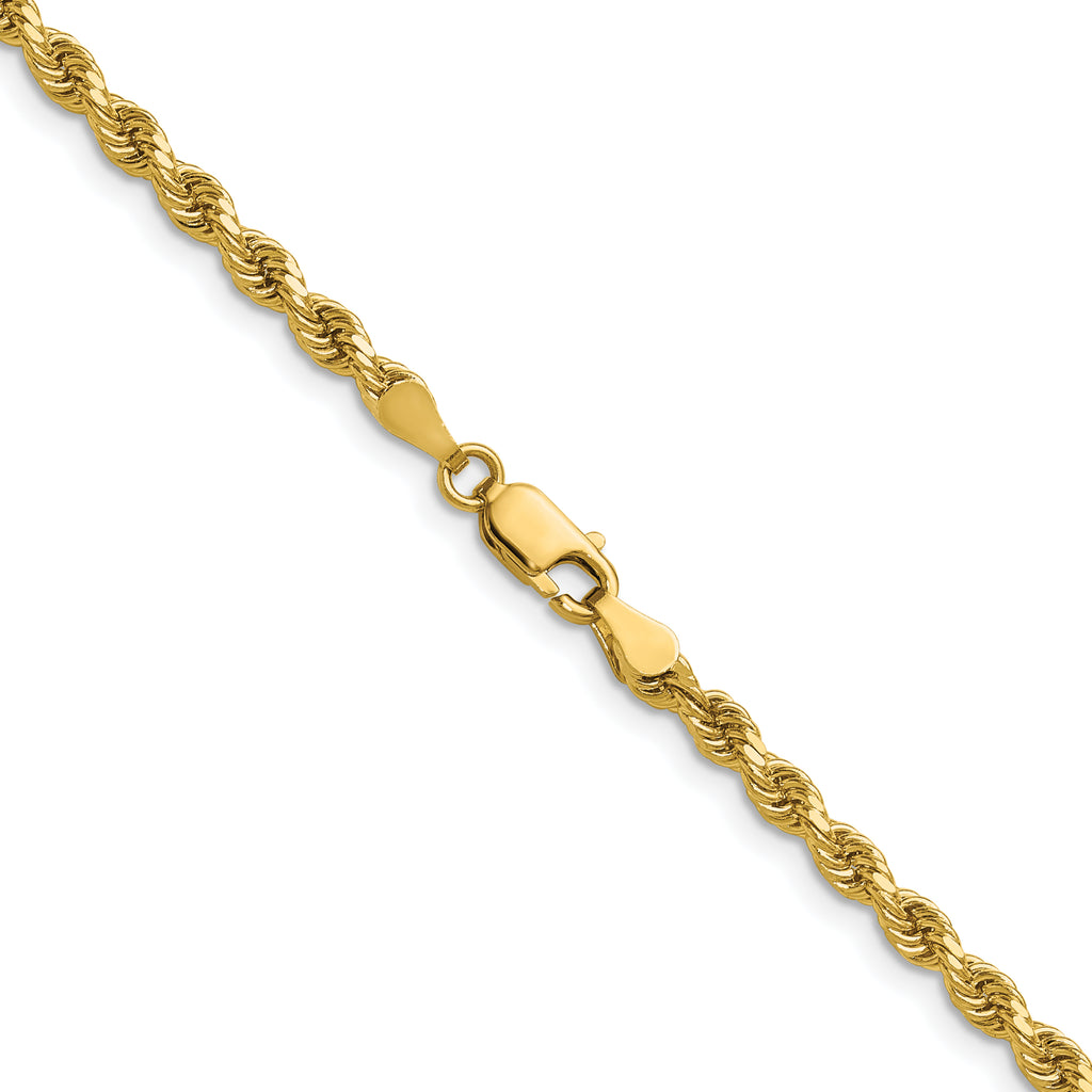 Diamond cut rope chain, 14K yellow gold.