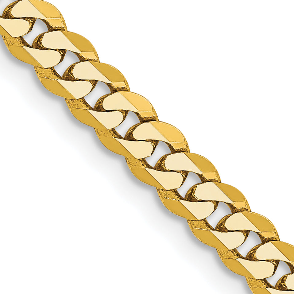 14K Yellow Gold Curb Chain, Polished Links