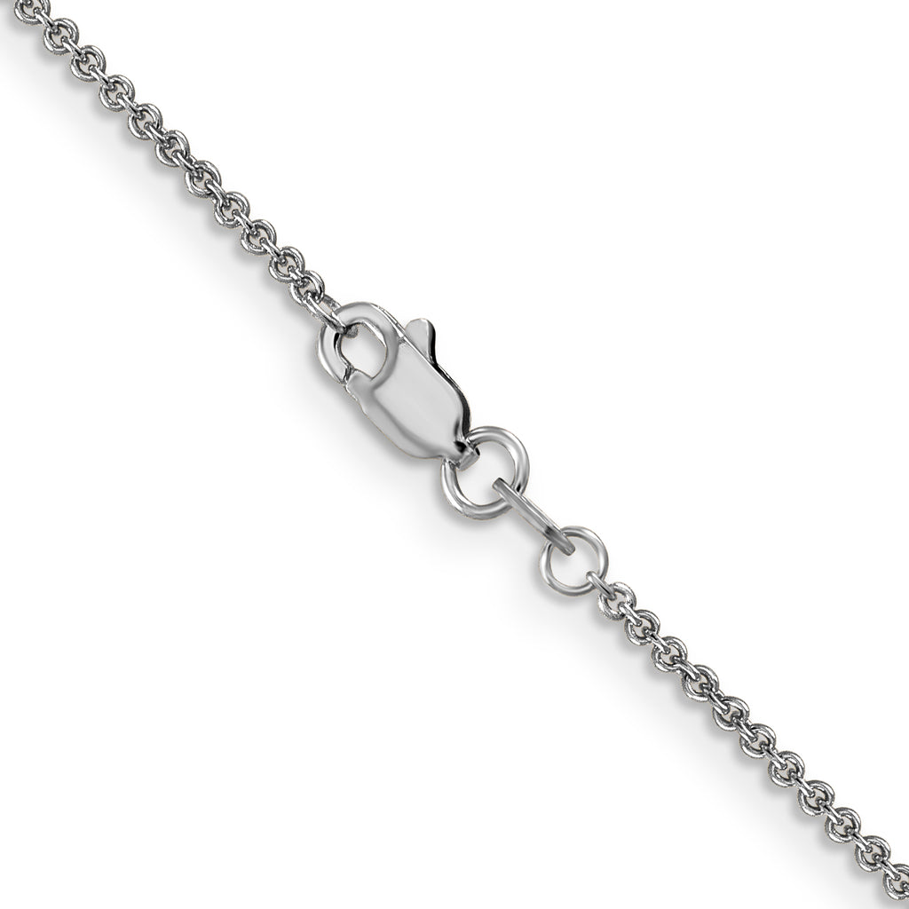 14K white gold cable link chain.