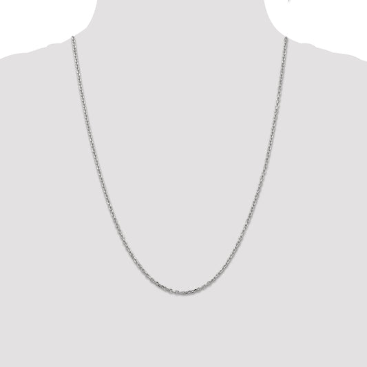 Diamond cut cable chain, 14K white gold.