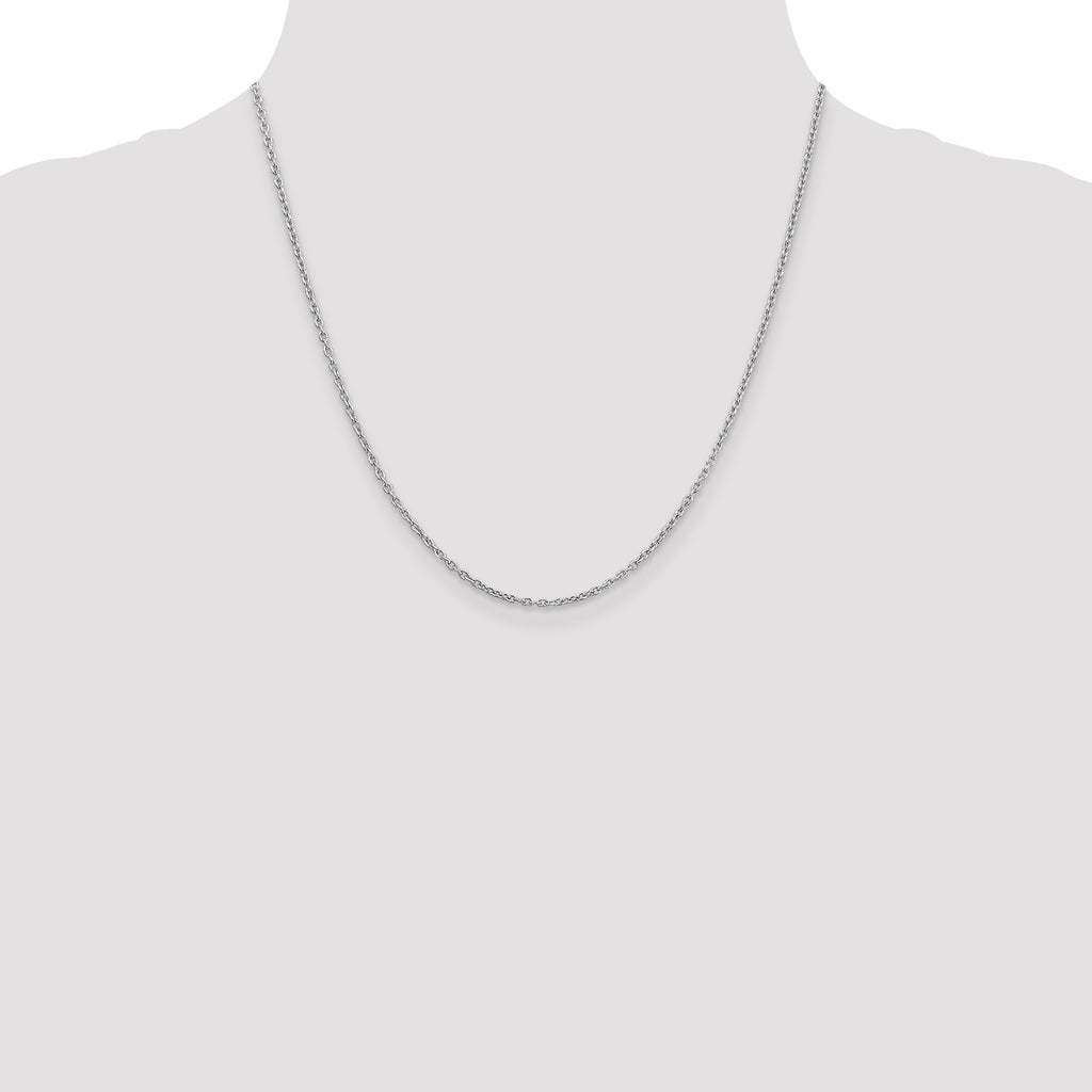 14K white gold cable link chain necklace.