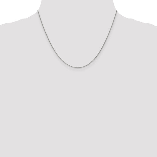 14K white gold cable link chain.