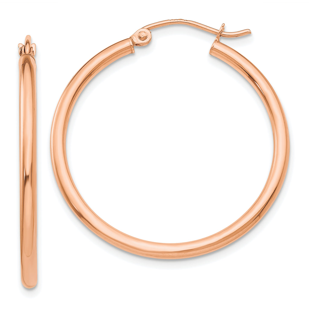 14K Rose Gold Polished Hoop Earrings