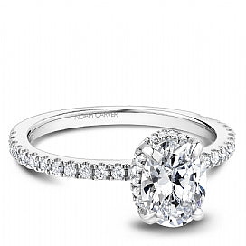 Halo Mined Diamond Engagement Ring in 14 Karat White with 0.27ctw Round Diamonds