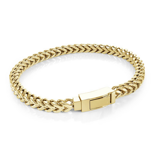 Wheat Bracelet (No Stones) in Stainless Steel - 14 Karat Yellow