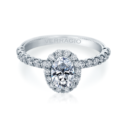 Hidden Accent Halo Natural Diamond Semi-Mount Engagement Ring in 14 Karat White Round Diamond, totaling 0.78ctw