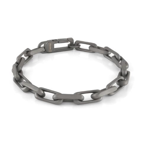 Oval Link Bracelet (No Stones) in Stainless Steel Grey