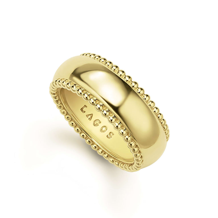 18K yellow gold polished carved band.