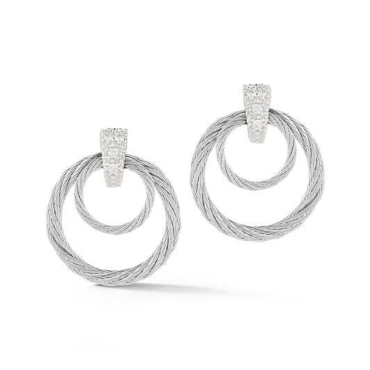 Stainless steel cable diamond stud earrings.