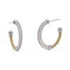 ALOR Small Hoop Natural Diamond Earrings in 18 Karat White - Yellow with 0.30ctw Round Diamonds